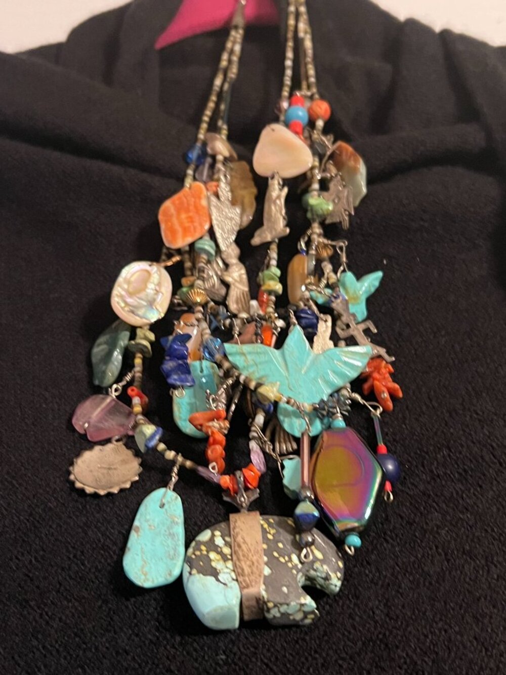 Native American Santo Domingo 3 Strand Treasure Necklace - Picture 2 of 12